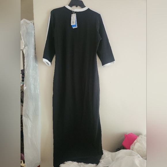 Adidas Adicolor Classics Maxi Dress black white stripes NWT. - Picture 6 of 10